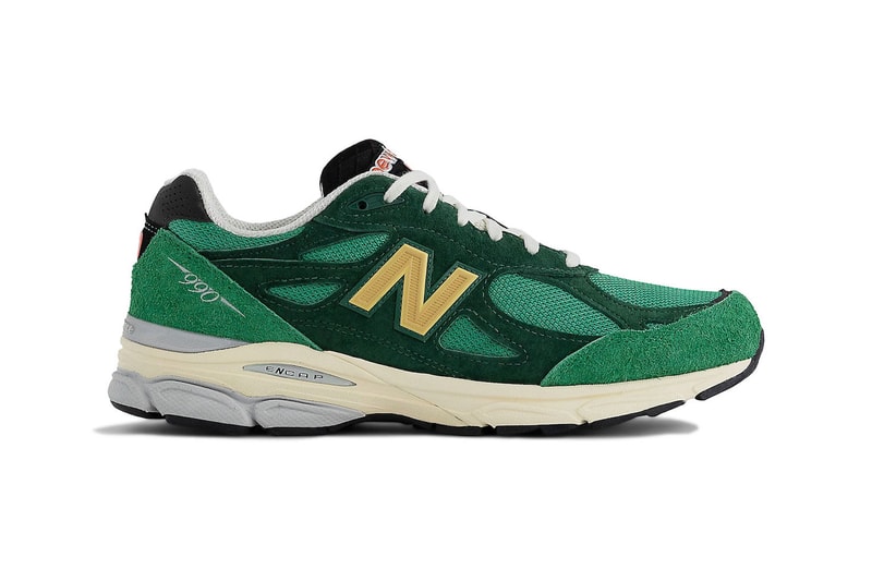 New Balance 990v3 Made in USA Gears up for Spring in Green and Yellow M990GG3 sneakers encap midsole mesh running shoes