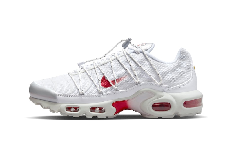 Nike Air Max Plus Utility White/Red FN3488-100 release info toggle lacing tpu mesh leather mudguards heel 3m