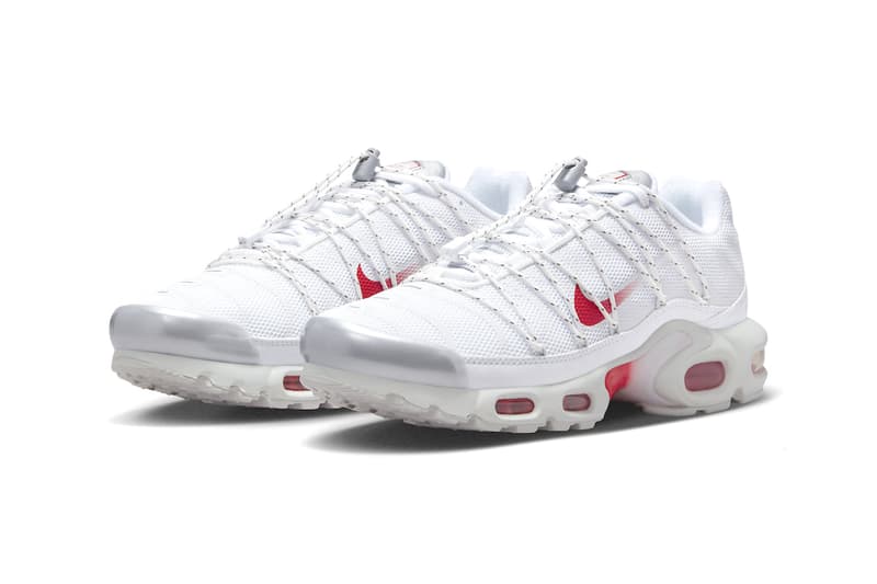 Nike Air Max Plus Utility White/Red FN3488-100 release info toggle lacing tpu mesh leather mudguards heel 3m