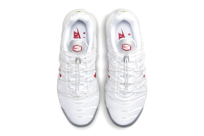 Nike Air Max Plus Utility White/Red FN3488-100 release info toggle lacing tpu mesh leather mudguards heel 3m