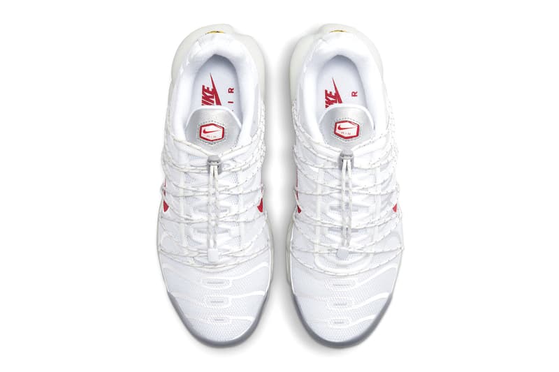 Nike Air Max Plus Utility White/Red FN3488-100 release info toggle lacing tpu mesh leather mudguards heel 3m