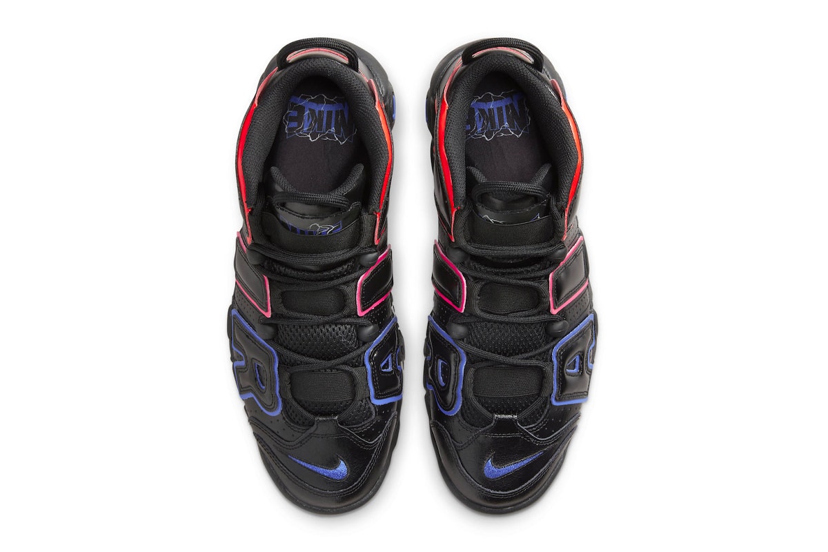 Nike Air More Uptempo Gears up for an "Electric" 2023 Release FD0729-001 Black/Bright Crimson-Racer Blue release info spring high tops basketball shoes
