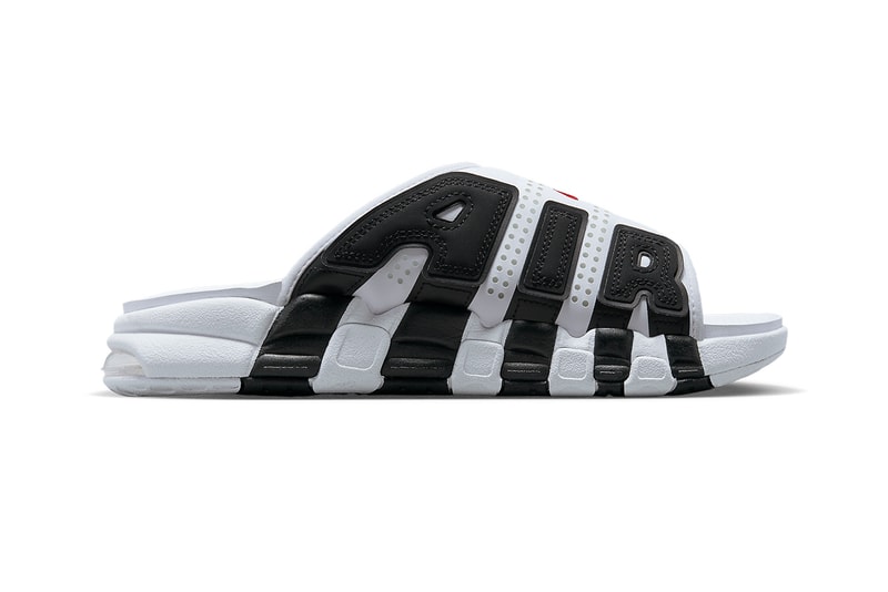 nike air more uptempo slide FB7815 100 white black red release date info store list buying guide photos price 