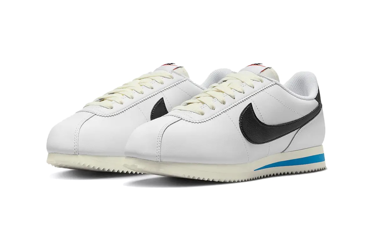 Nike Cortez White Black Forrest Gump Swoosh Sneakers Trainers Shoes Footwear Fashion Swoosh Leather 