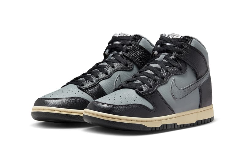 Nike Dunk High Celebrates 50 Years of Hip-Hop With New Black/Grey Colorway swoosh black grey shoe high tops classics jay-z biggie tupac rapper wu tang clan