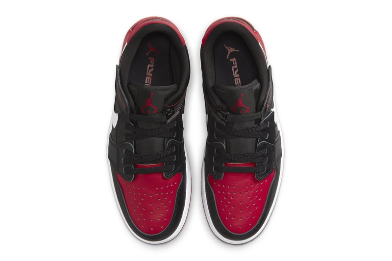 Official Look at the Air Jordan 1 Low FlyEase "Bred" DM1206-066 black gym red white nike michael jordan brand aj1