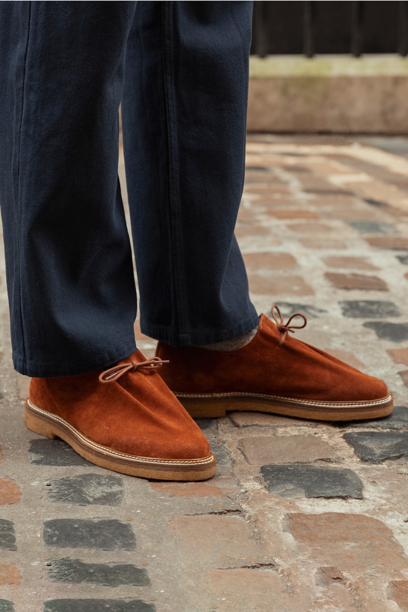 Jacques Solovière Percival Footwear Collaboration UK Fashion Style Leather Suede Brown Ray Crepe Sole Derby 