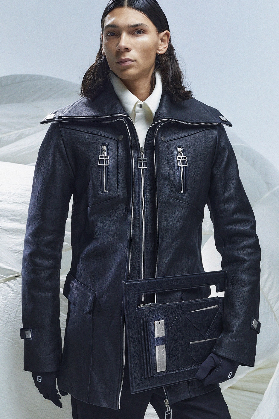 Pièces Uniques FW23 Imagines a Utilitarian Future collection lookbook suits puffer jackets vests tracksuits