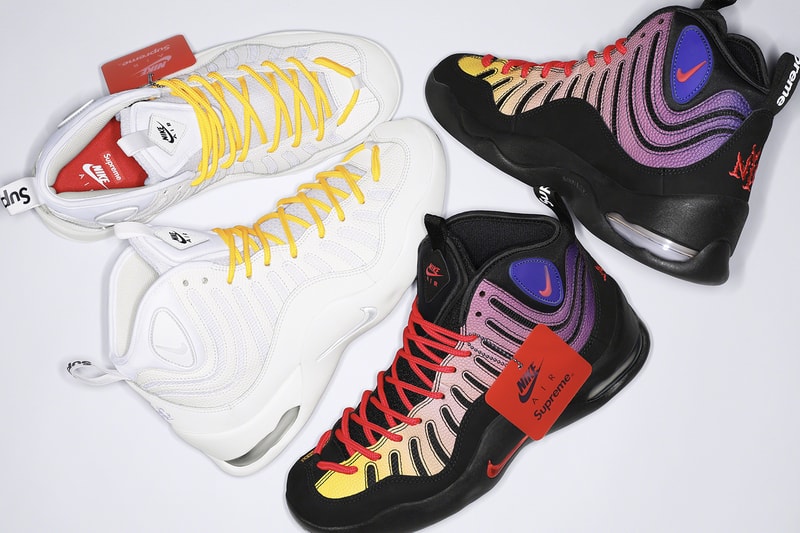 Supreme Nike Air Bakin Spring 2023 Collaboration Release Info DX3292-001 DX3292-100 Date Buy Price Black Speed Red Multi Color White Amarillo