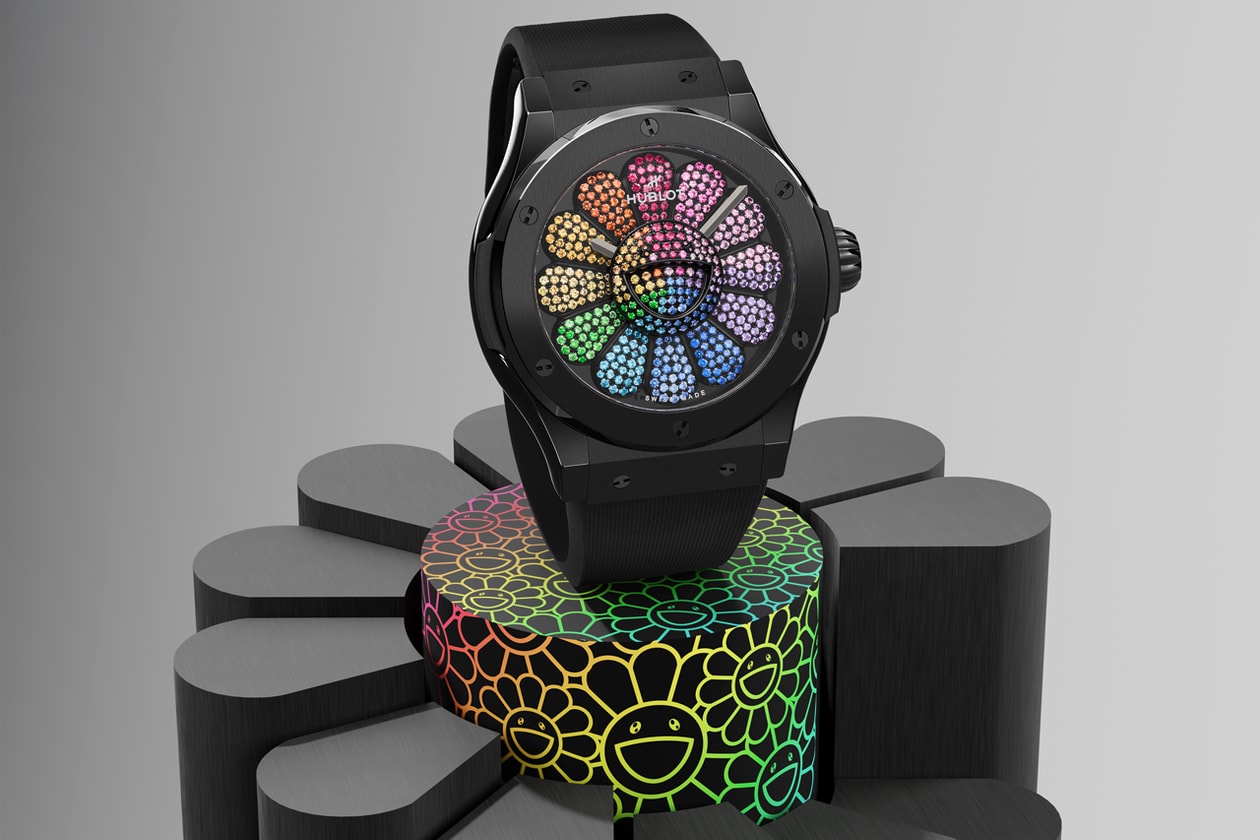 takashi murakami hublot classic fusion watch gemstones flower nft interview release date info photos price store list buying guide 