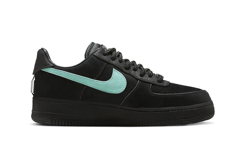 Tiffany and Co Nike Air Force 1 Low  black leather suede teal laces sterling silver 400 usd dz1382 001 release info date price  