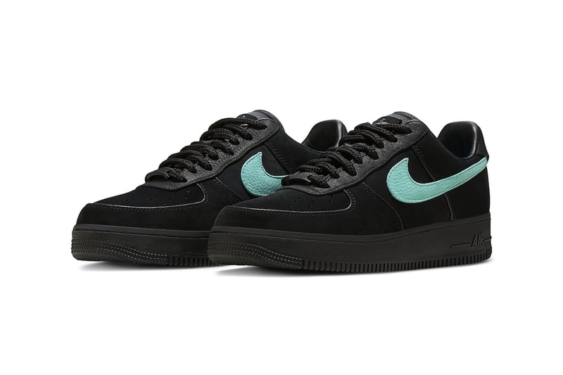 Tiffany and Co Nike Air Force 1 Low  black leather suede teal laces sterling silver 400 usd dz1382 001 release info date price  