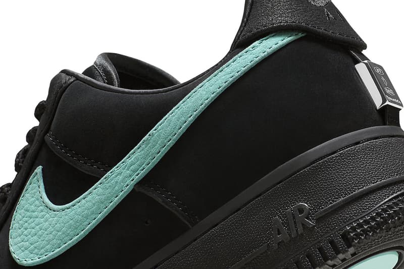 Tiffany and Co Nike Air Force 1 Low  black leather suede teal laces sterling silver 400 usd dz1382 001 release info date price  