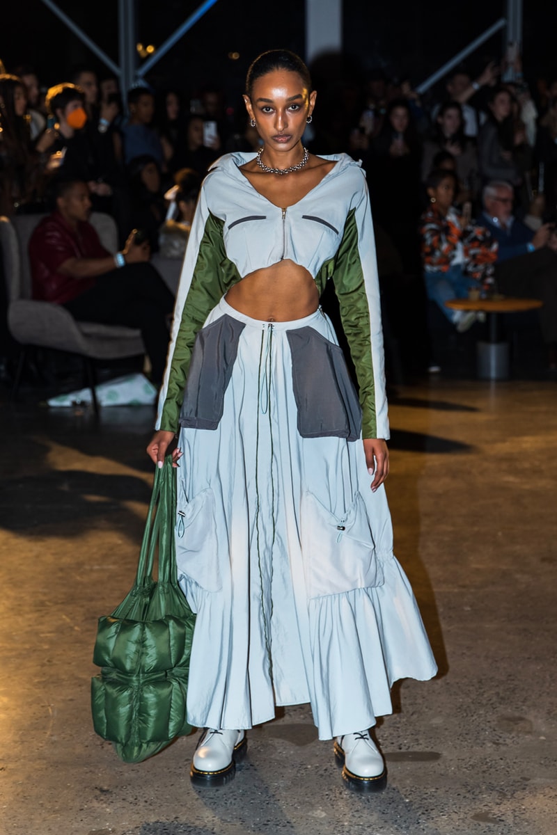 los angeles new york fashion week upcycle peder cho utopia.us tiktok sewing video puff vest woven bag finding happiness fall winter 23