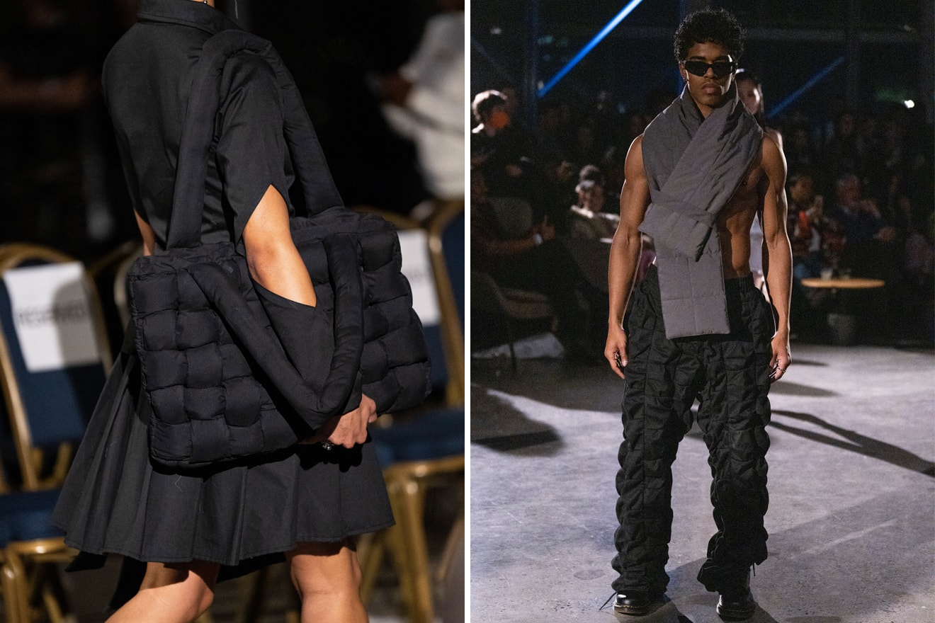 los angeles new york fashion week upcycle peder cho utopia.us tiktok sewing video puff vest woven bag finding happiness fall winter 23