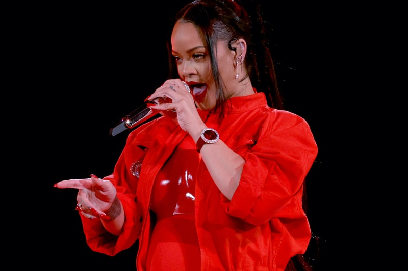 Wrist Check: Rihanna Wears $72,000 USD Jacob & Co. Brilliant Northern Lights Red Timepiece at Super Bowl LVII jay z richard mille audemars piguet patek phillipe lebron james michael strahan asap rocky super bowl halftime show lvii arizona patrick mahomes philadelphia eagles jalen hurts kansas city chiefs luxury watches dj khaled diamonds