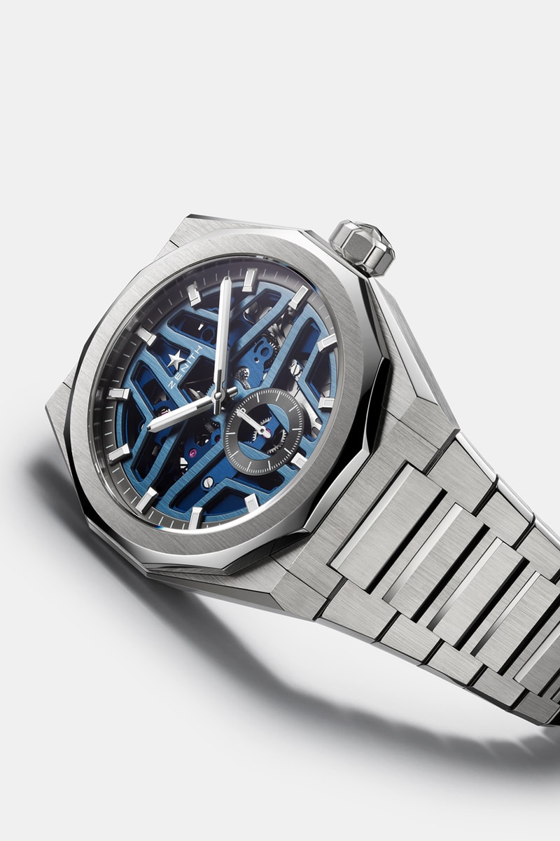 zenith skyline skeleton defy open dial lvmh watch week 2023 blue black stainless steel second indicator