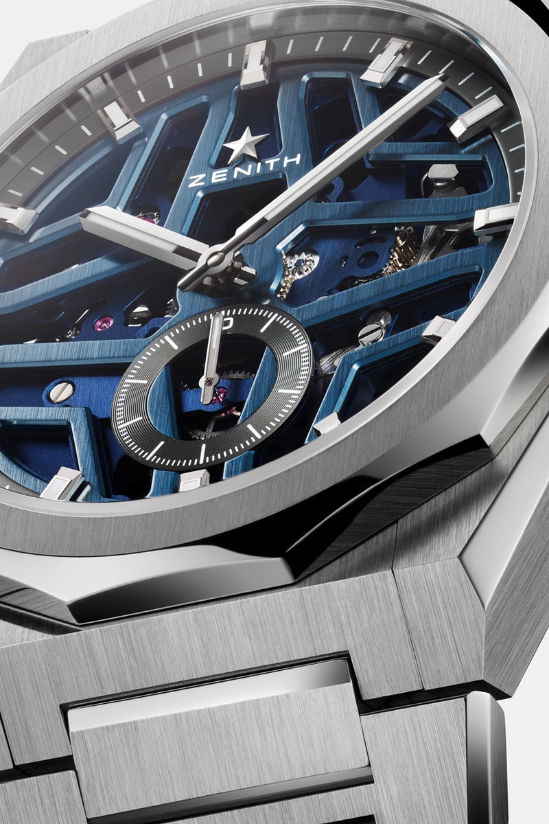 zenith skyline skeleton defy open dial lvmh watch week 2023 blue black stainless steel second indicator