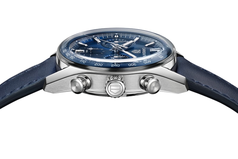 Tag Heuer Carrera Chronograph Glassbox Blue Dial Leather Strap