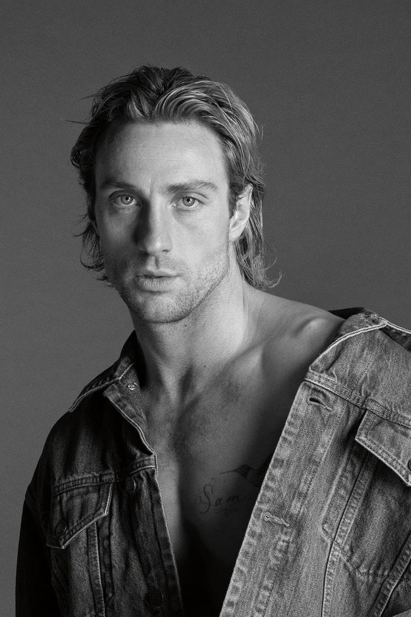 Aaron Taylor-Johnson Fronts Calvin Klein SS23 Campaign denim jacket underwear michale b jordan mycalvins kendall jenner jennie mertalas macpiggott