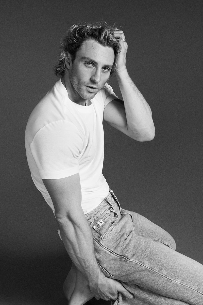 Aaron Taylor-Johnson Fronts Calvin Klein SS23 Campaign denim jacket underwear michale b jordan mycalvins kendall jenner jennie mertalas macpiggott