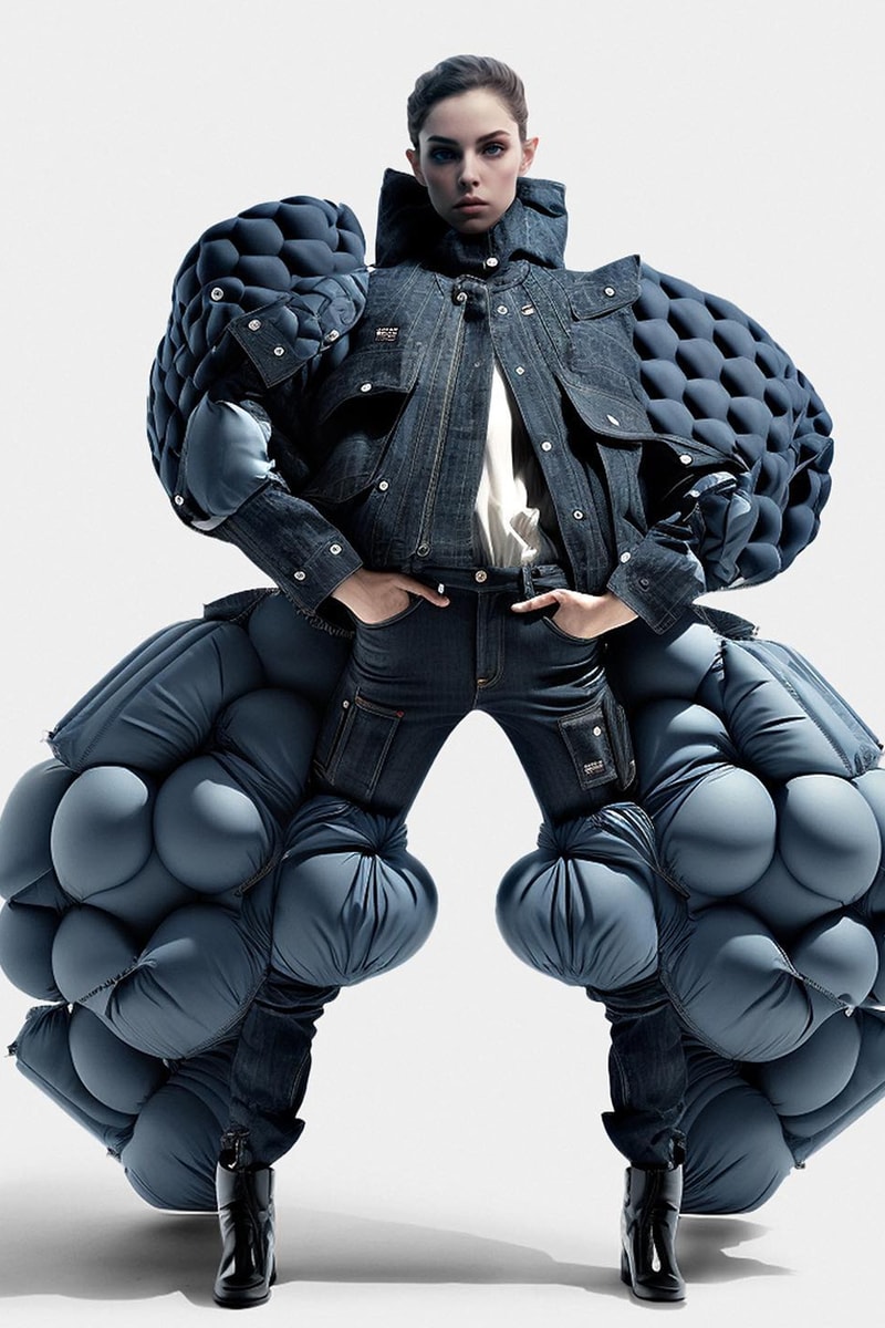 G-Star Raw Releases AI-Designed Denim Collection futuristic midjourney cape liek design technology superhero fight 