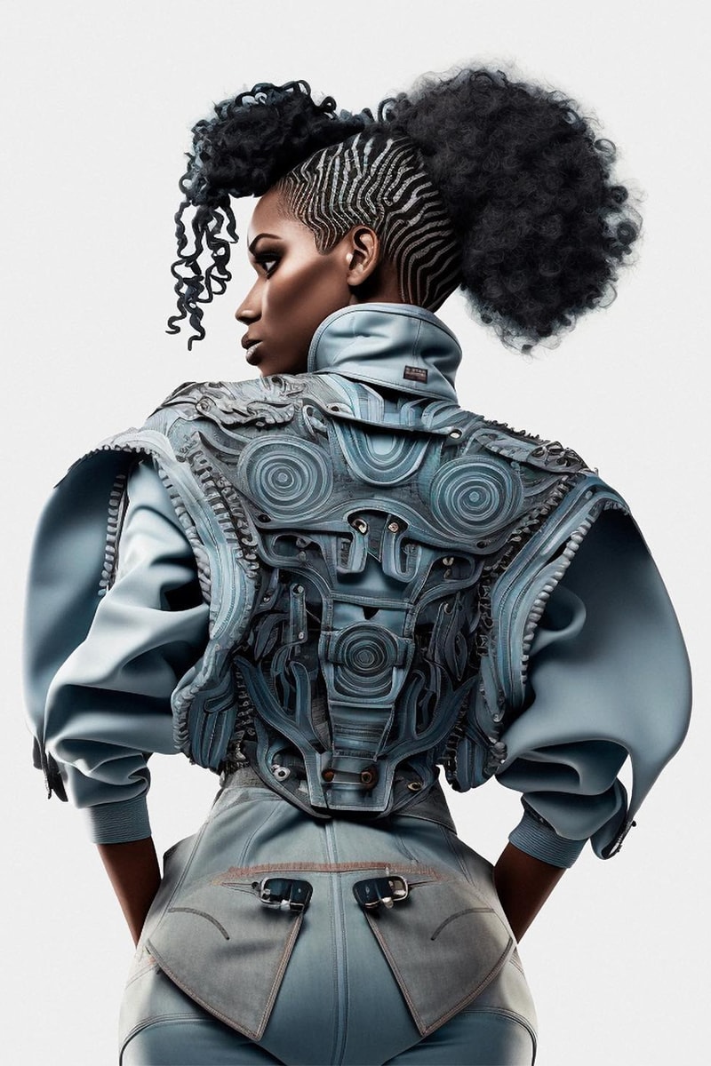 G-Star Raw Releases AI-Designed Denim Collection futuristic midjourney cape liek design technology superhero fight 