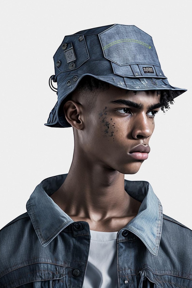 G-Star Raw Releases AI-Designed Denim Collection futuristic midjourney cape liek design technology superhero fight 