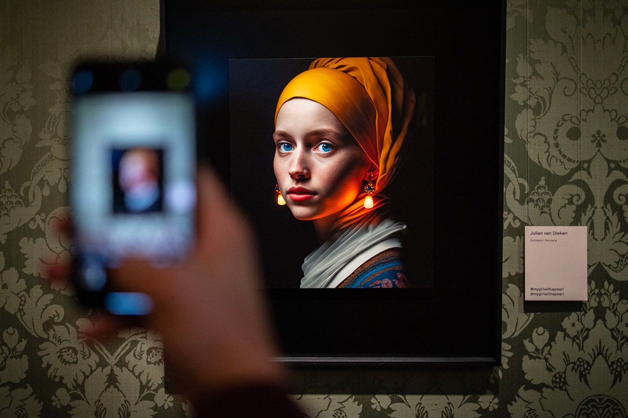 Girl with Pearl Earrings AI Midjourney Mauritshuis