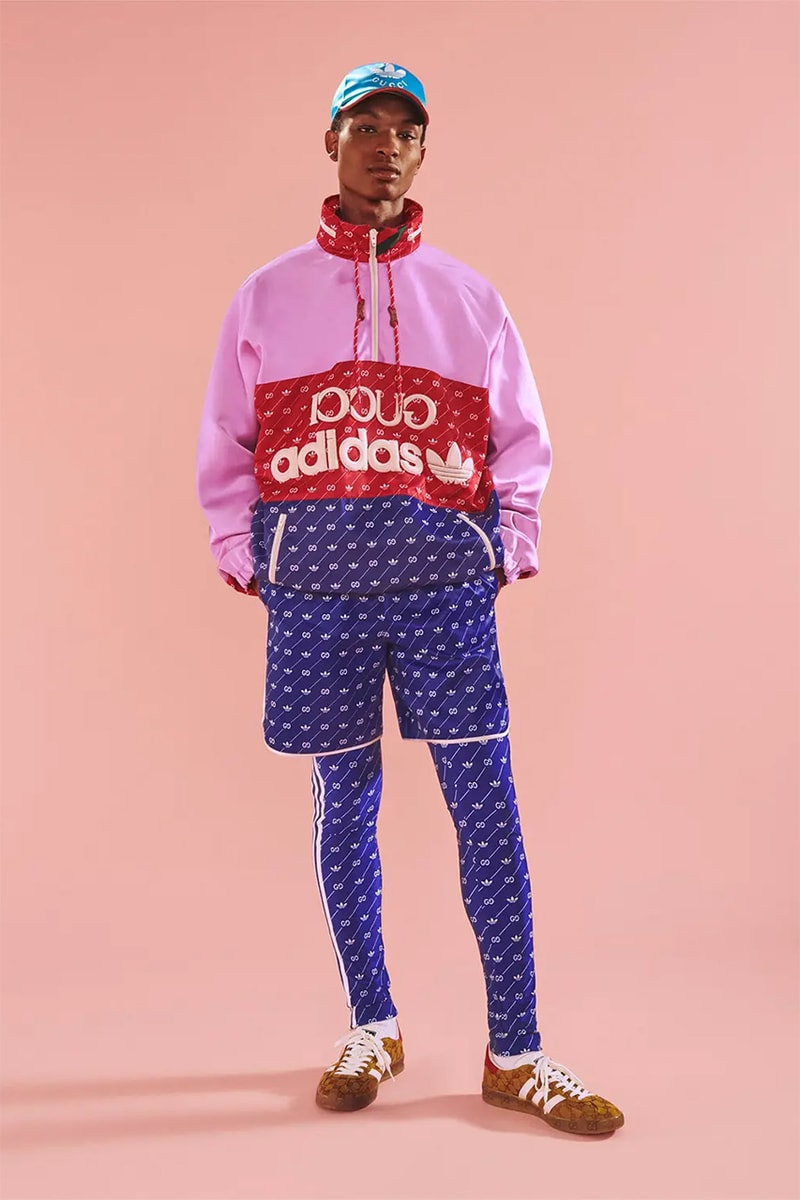 adidas gucci zx8000 gazelle apparel ss23 tracksuits bucket hats shorts jackets tees monogram release date info store list buying guide photos price 