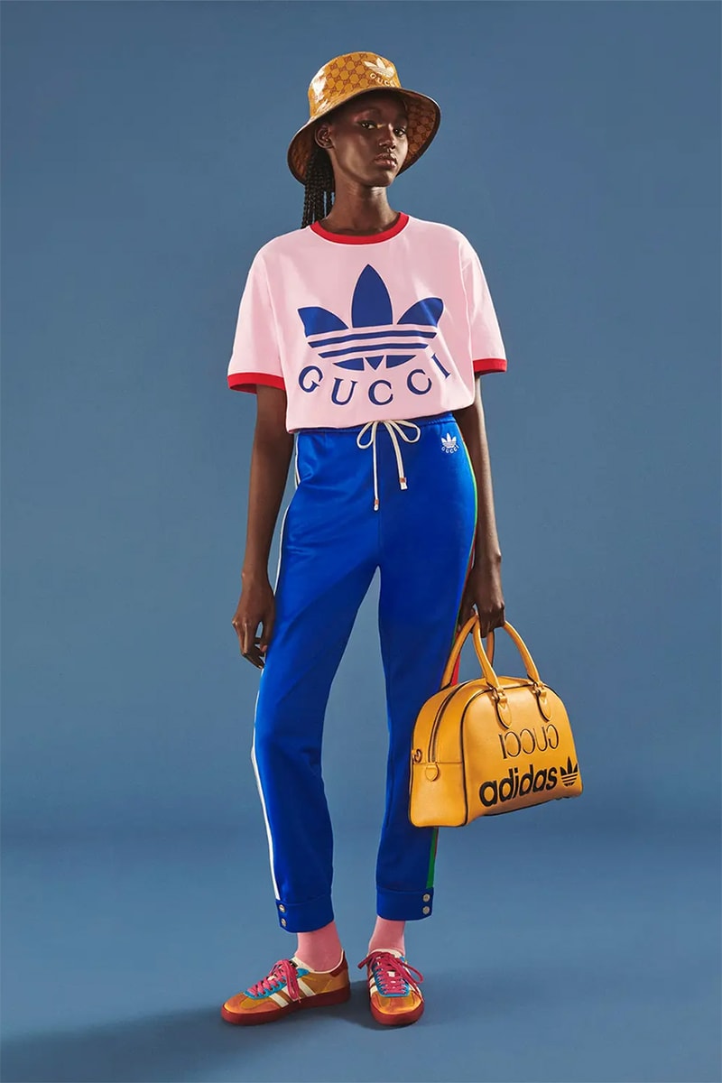 adidas gucci zx8000 gazelle apparel ss23 tracksuits bucket hats shorts jackets tees monogram release date info store list buying guide photos price 