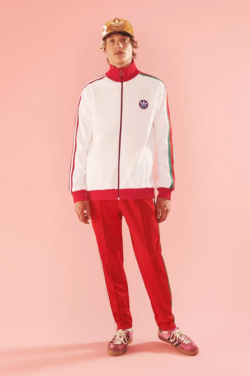 adidas gucci zx8000 gazelle apparel ss23 tracksuits bucket hats shorts jackets tees monogram release date info store list buying guide photos price 