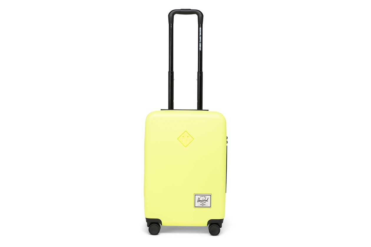 Herschel Releases Heritage Inspired Luggage Capsule carry on trunk suitcase black pink yellow blue gray 