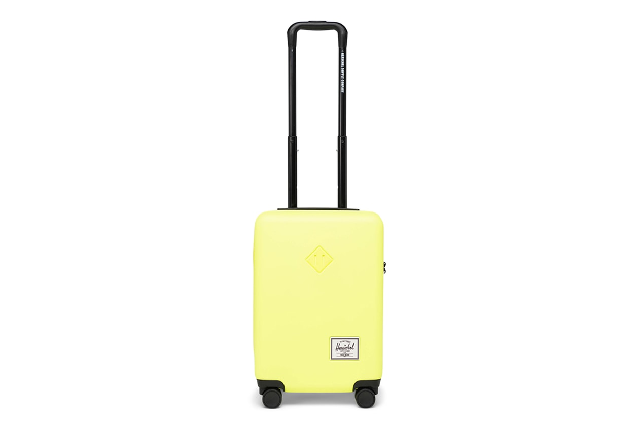 Herschel Releases Heritage Inspired Luggage Capsule carry on trunk suitcase black pink yellow blue gray 
