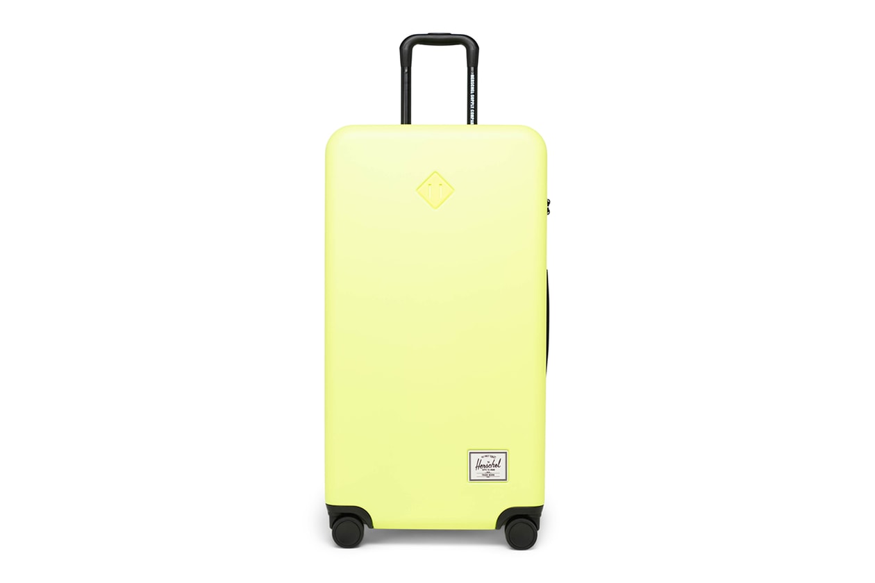 Herschel Releases Heritage Inspired Luggage Capsule carry on trunk suitcase black pink yellow blue gray 