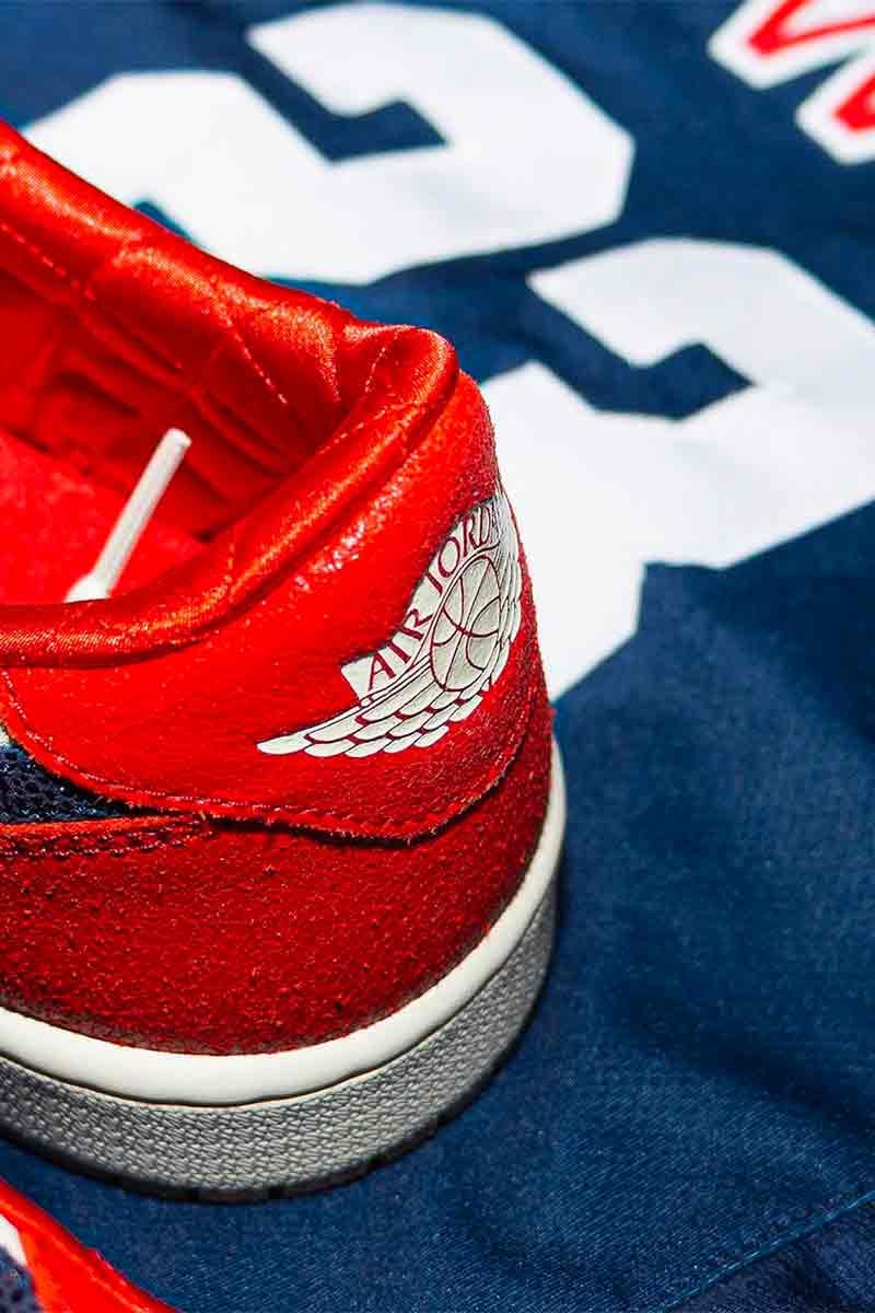 Howard University Bison Unveils Air Jordan 1 Low OG PE jordan brand michael jordan player exclusive nike swoosh red blue textured basketball