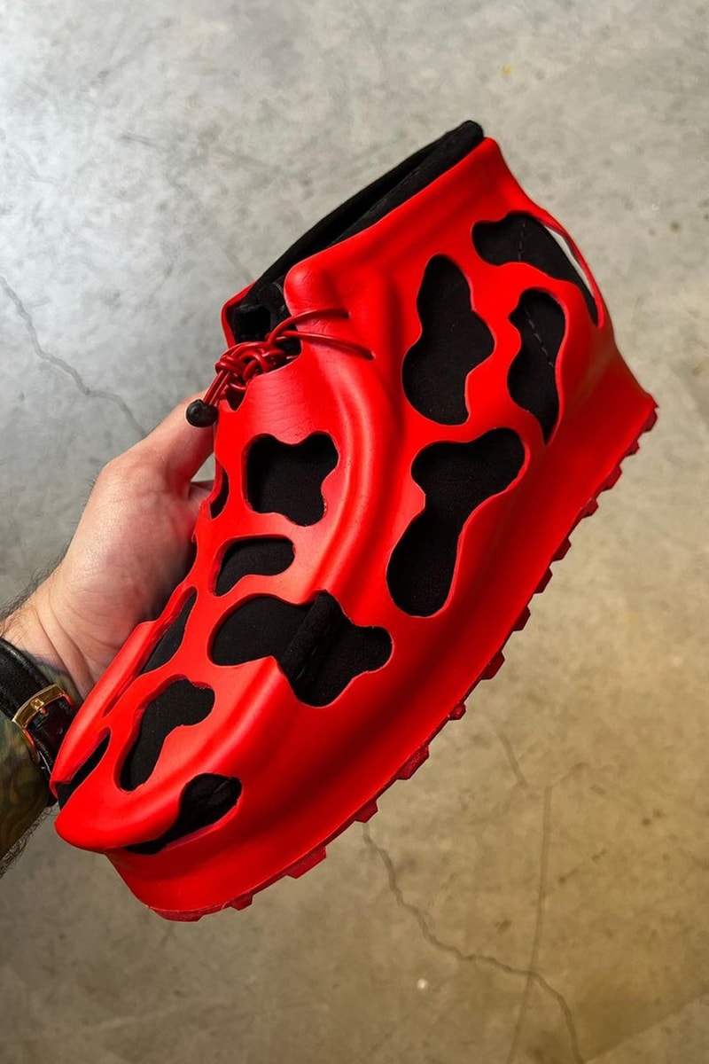 Jacopo de Carli Clarks originals vibram wallabee custom first look info red gold cow print