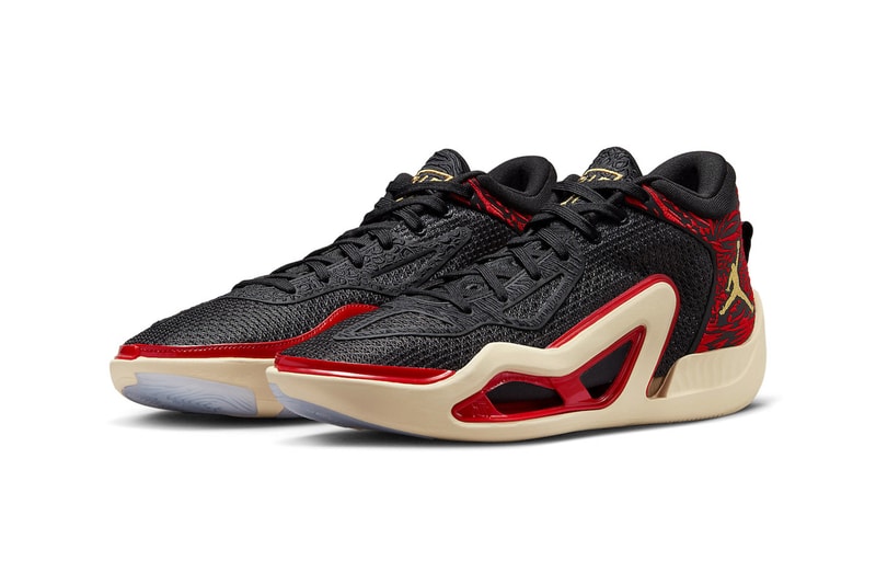 Official Look at Jordan Tatum 1 "Zoo" DX5572-001 Release Info Black/Metallic Gold-University Red-Beach nba basketball shoes sneakers jayson tatum deuce boston celtics april release date spring 2023 nike swoosh