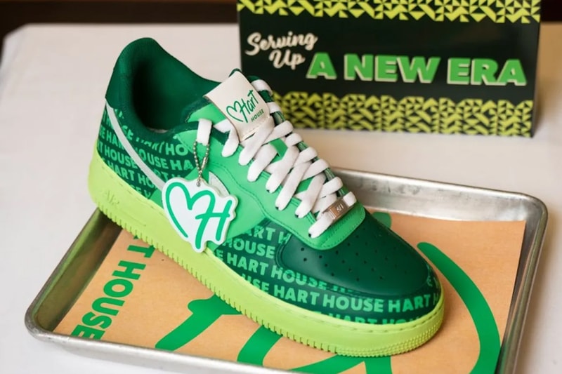 Kevin Hart Hart House raffle Nike Air Force 1 custom charity paris jordan green 750 usd inner city arts staff release info date priice 