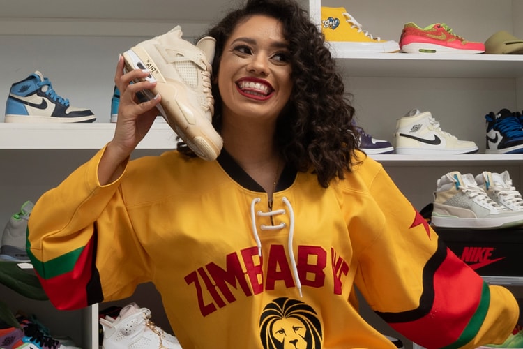 Kim Jayde and the Off-White™ x Air Jordan 4 "Sail" for Hypebeast’s Sole Mates