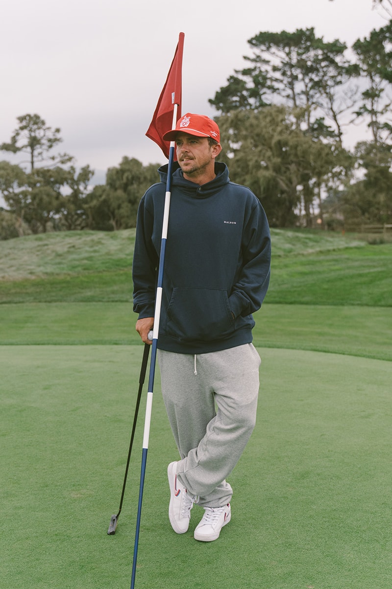 malbon golf perennial collection script cardigan argyle sweater logo pants hoodie sweatpants nylon jacket