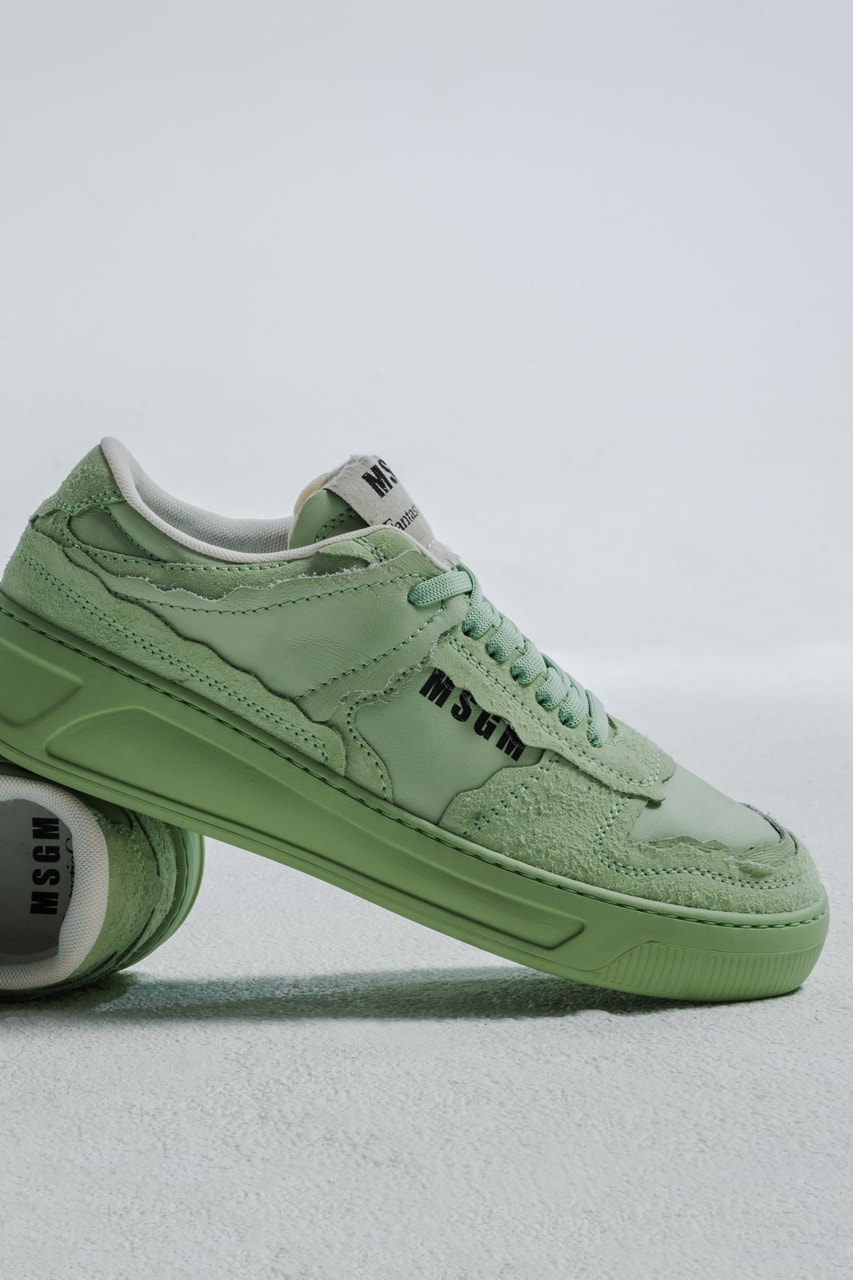 SS23 collection Milan Fashion Week MSGM eco-friendly  FG1 sneakers Fantastic Green 1  sustainable basketball