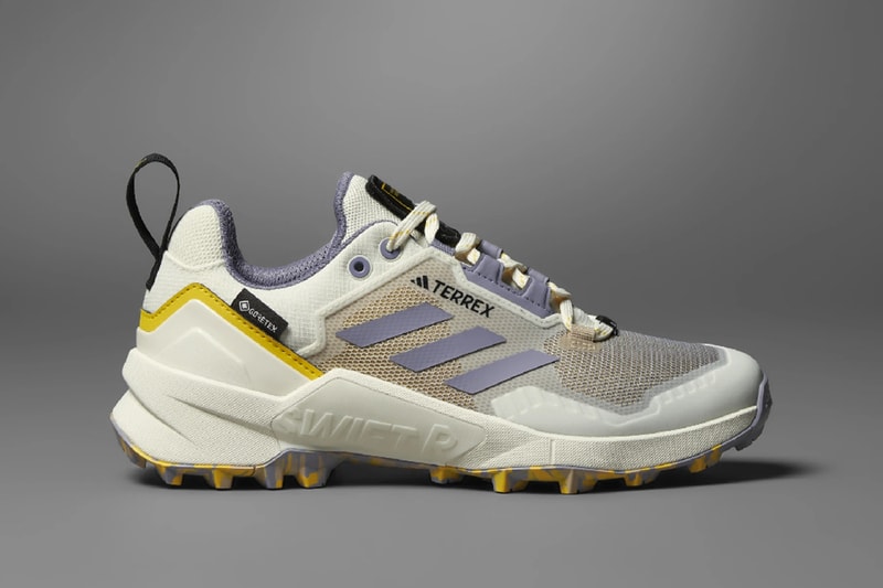 National Geographic and adidas Elevate Hiking Experiences With Terrex Swift R3 GORE-TEX Collab Off White/Silver Violet/Eqt Yellow HQ8833 nature trail inspired sustainability