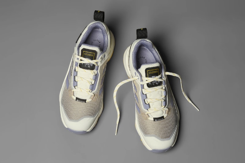 National Geographic and adidas Elevate Hiking Experiences With Terrex Swift R3 GORE-TEX Collab Off White/Silver Violet/Eqt Yellow HQ8833 nature trail inspired sustainability