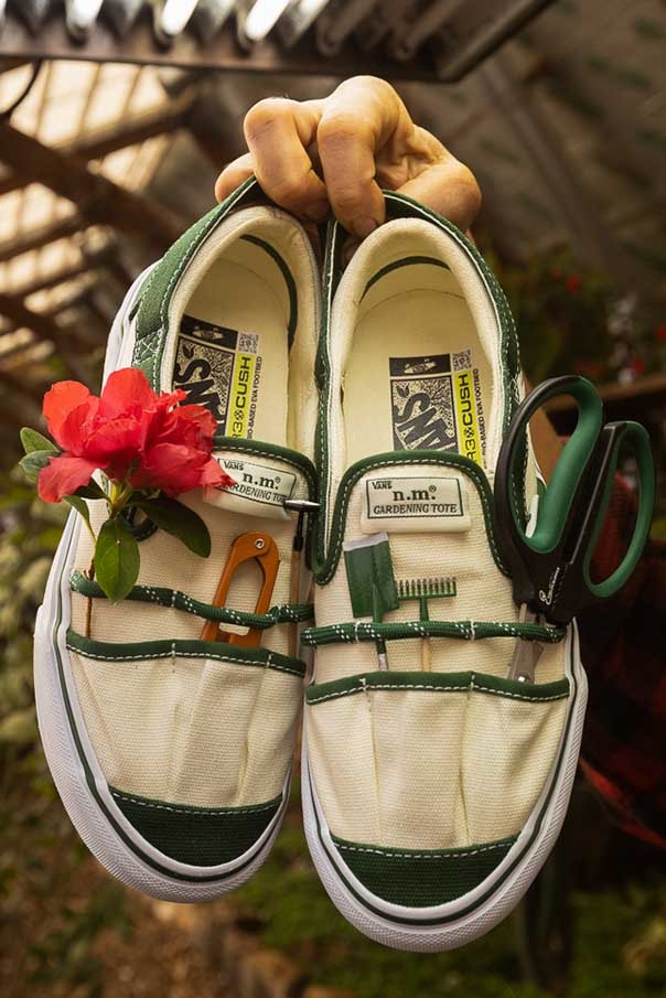 Nicole McLaughlin Vans collaboration upcycling workwear storage pockets white green colorway release info date price