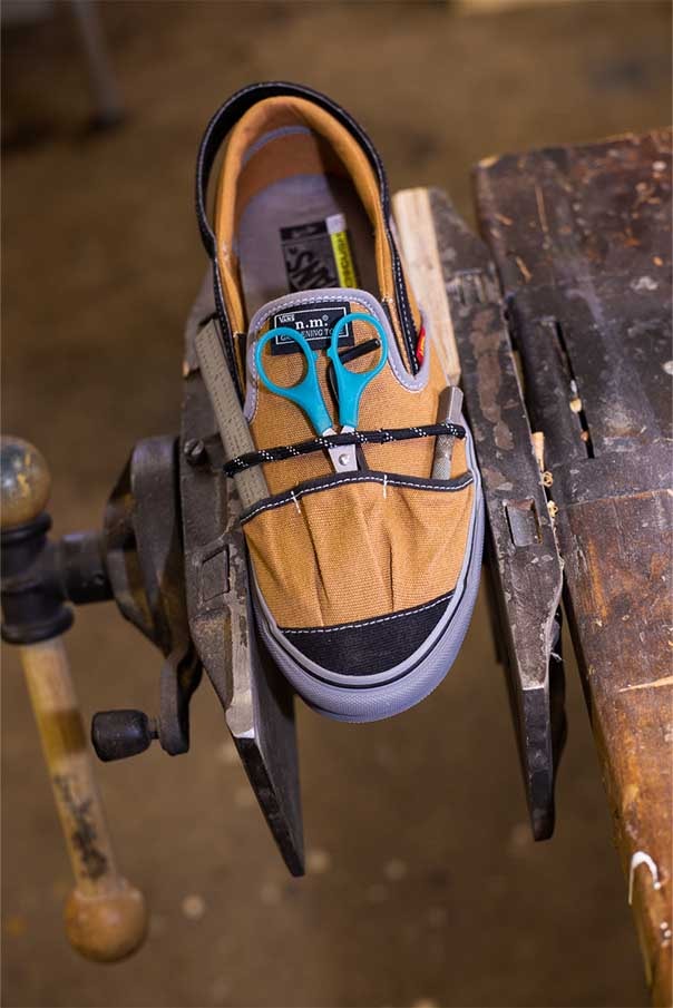 Nicole McLaughlin Vans collaboration upcycling workwear storage pockets white green colorway release info date price