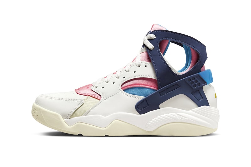 Official Look at the Nike Air Flight Huarache "Nike Gear" FD0183-102 Sail/Midnight Navy-Coral Chalk-Laser Blue-Speed Yellow-Coconut Milk 90s sportswear retro