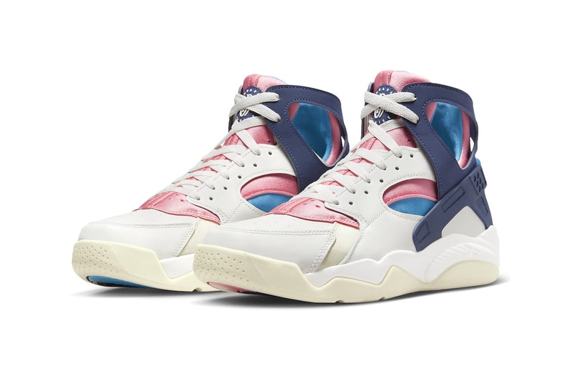 Official Look at the Nike Air Flight Huarache "Nike Gear" FD0183-102 Sail/Midnight Navy-Coral Chalk-Laser Blue-Speed Yellow-Coconut Milk 90s sportswear retro