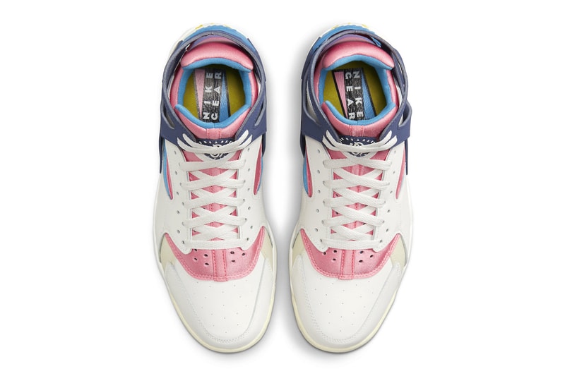 Official Look at the Nike Air Flight Huarache "Nike Gear" FD0183-102 Sail/Midnight Navy-Coral Chalk-Laser Blue-Speed Yellow-Coconut Milk 90s sportswear retro