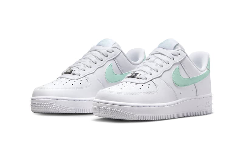 Nike Air Force 1 Low Arrives in "Jade Ice" white af1 swoosh staple sneakers streetwear shoes